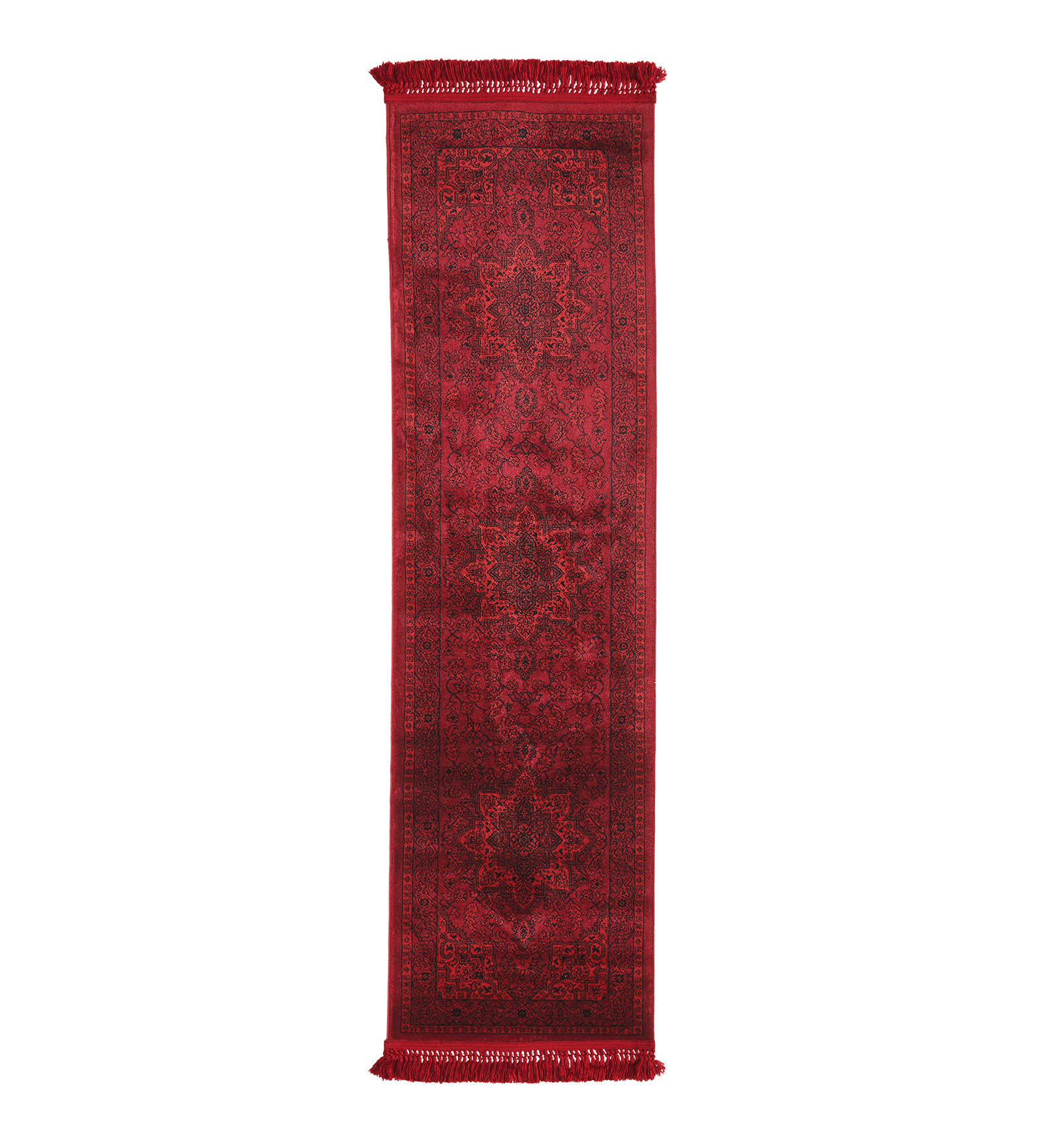 Afghan Classical Bedside Runner Black Red