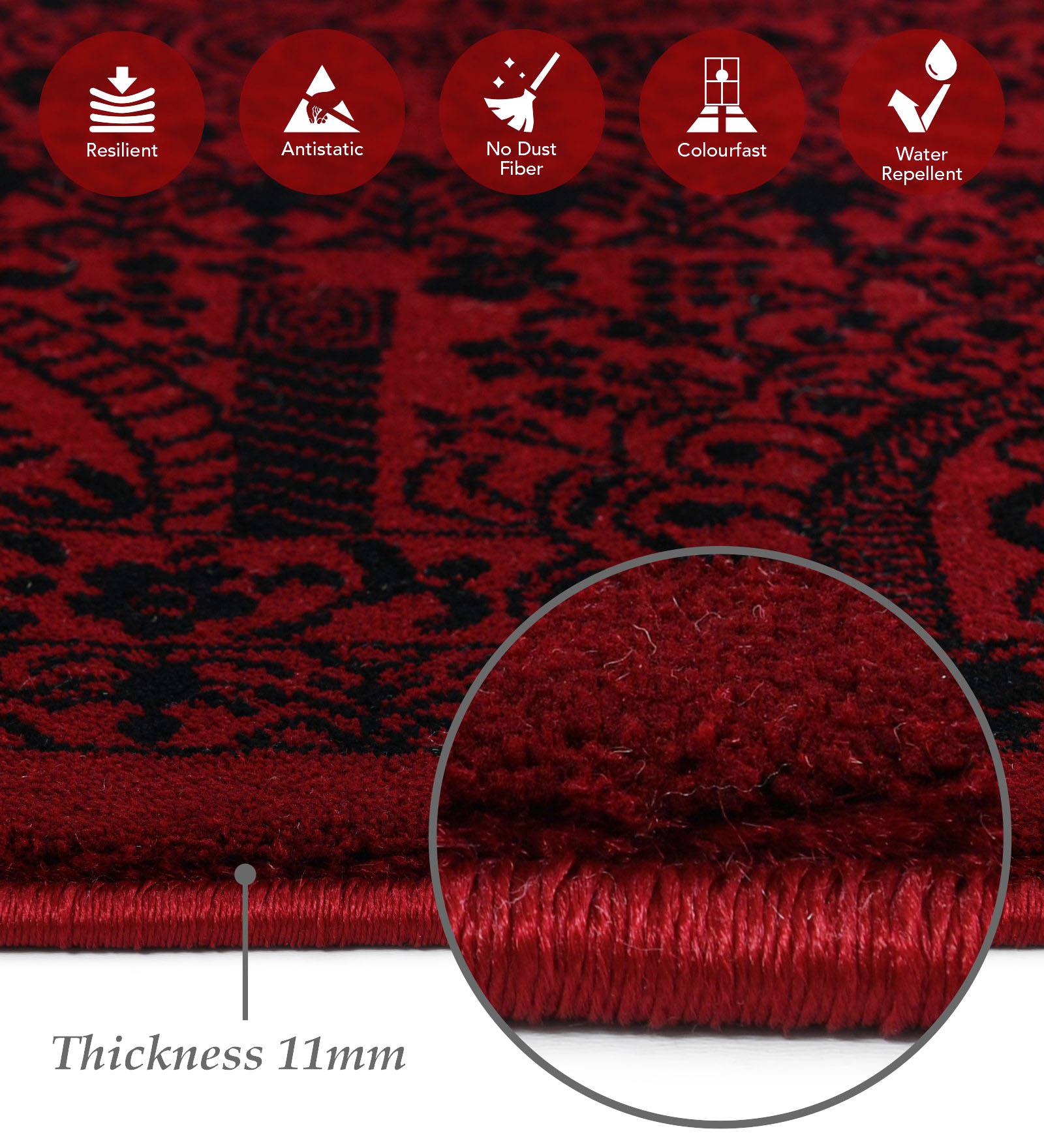 Afghan Classical Bedside Runner Black Red