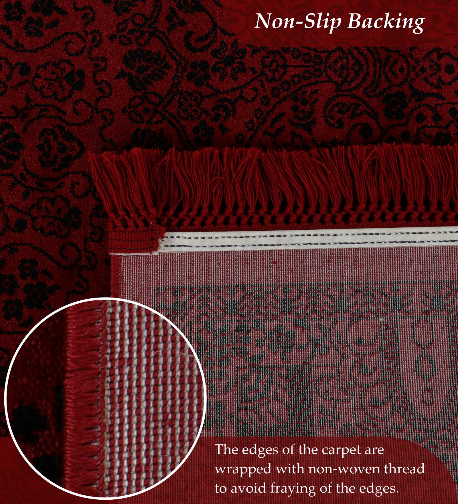 Afghan Classical Machine Made Carpet Black Red