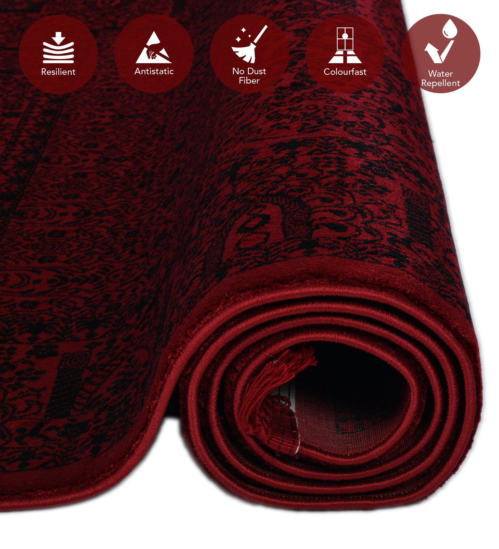 Afghan Classical Machine Made Carpet Black Red