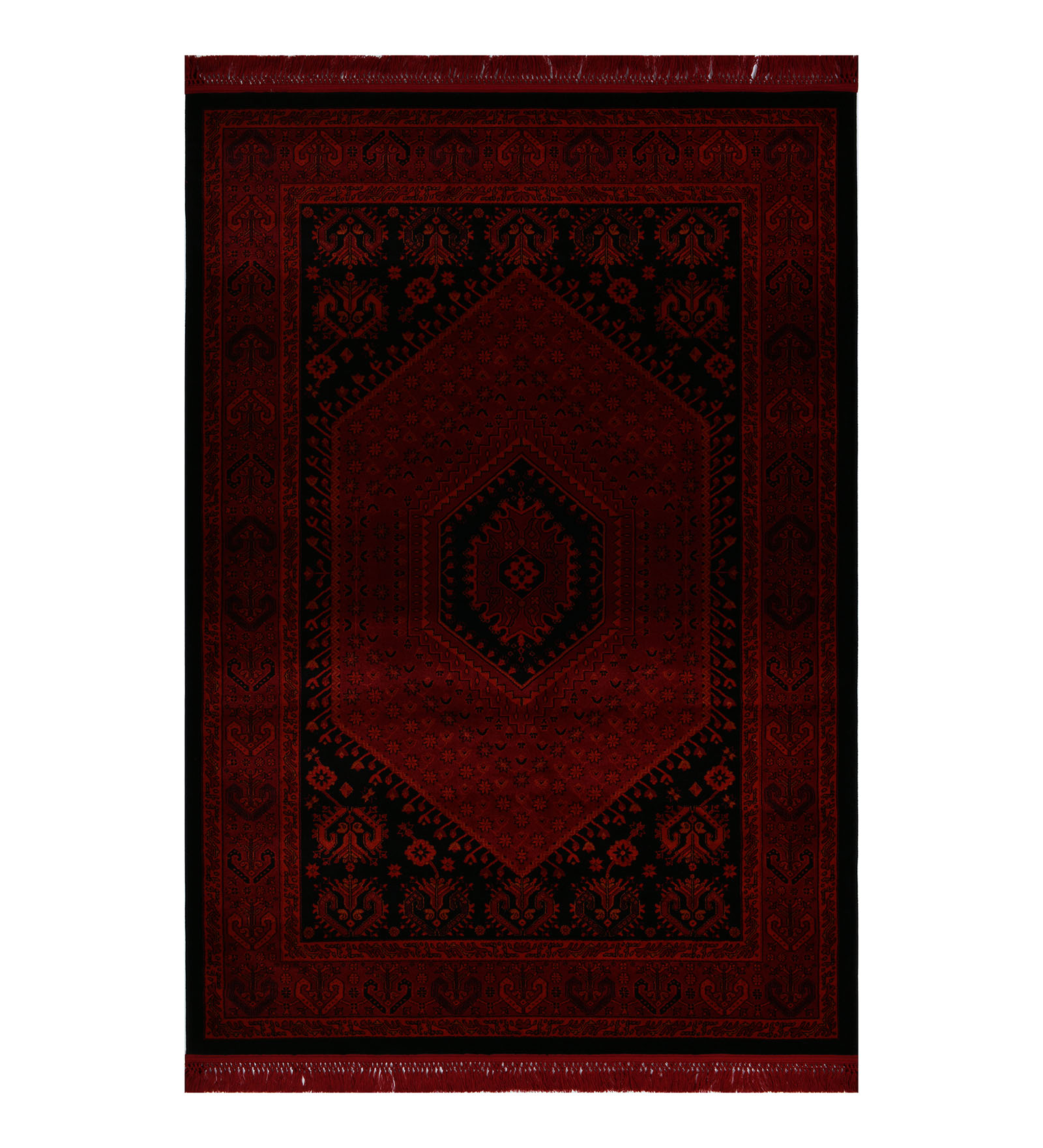 Afghan Classical Machine Made Carpet Red and Black