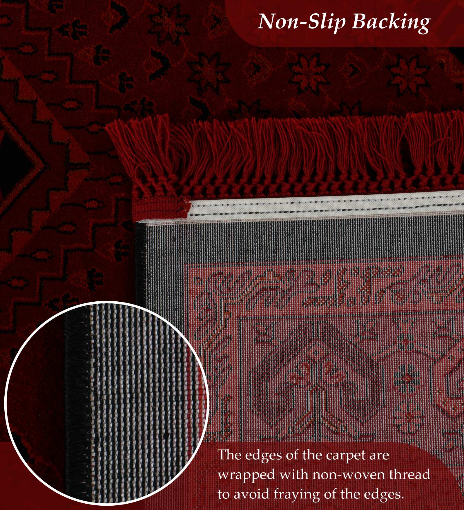 Afghan Classical Machine Made Carpet Red and Black