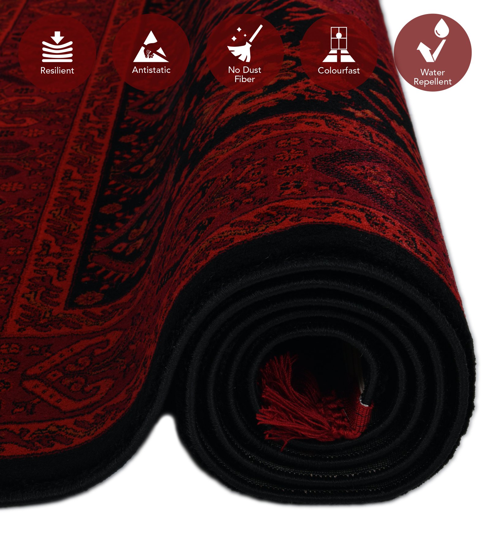 Afghan Classical Machine Made Carpet Red and Black