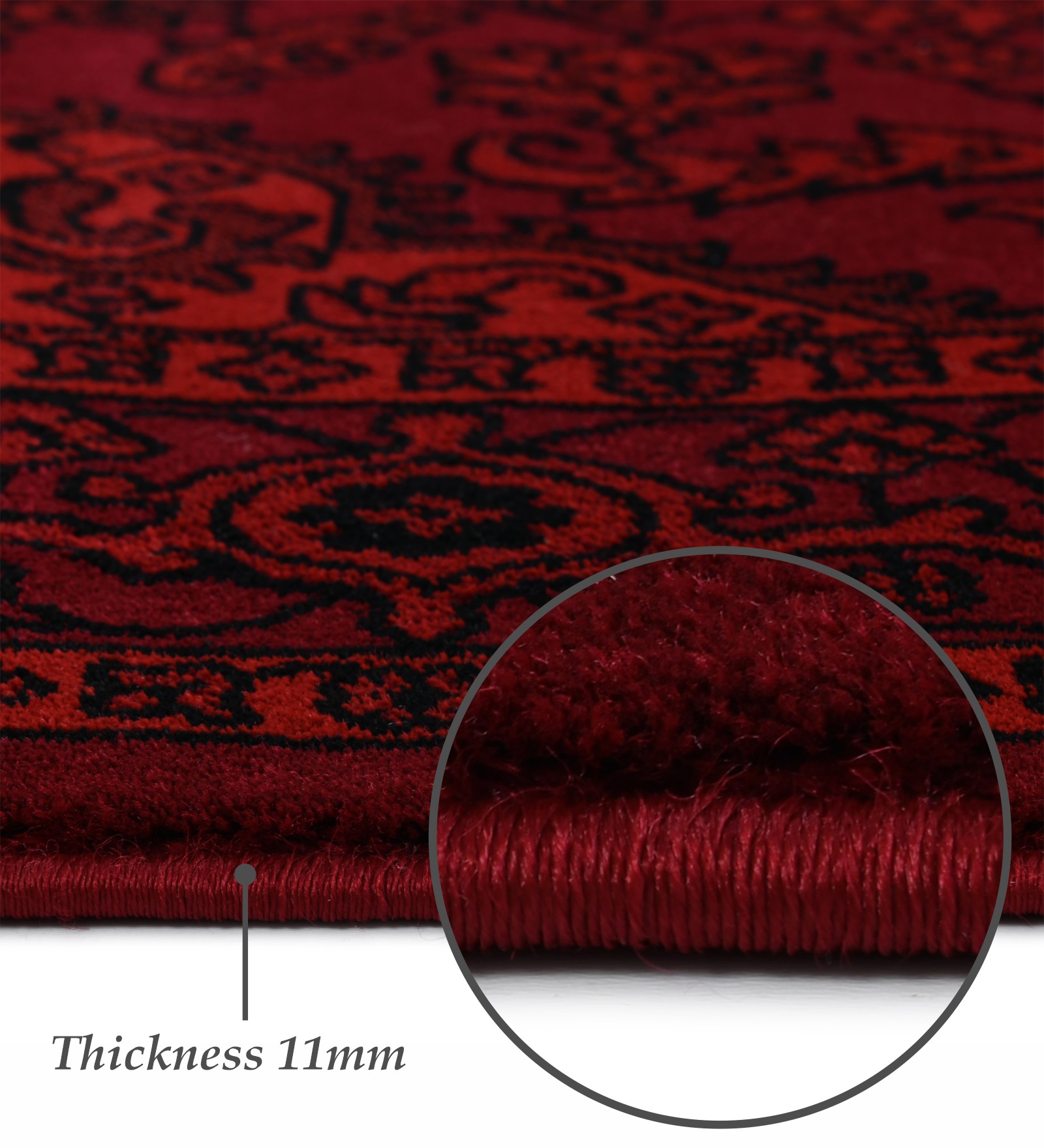 Afghan Classical Machine Made Carpet Black and Red