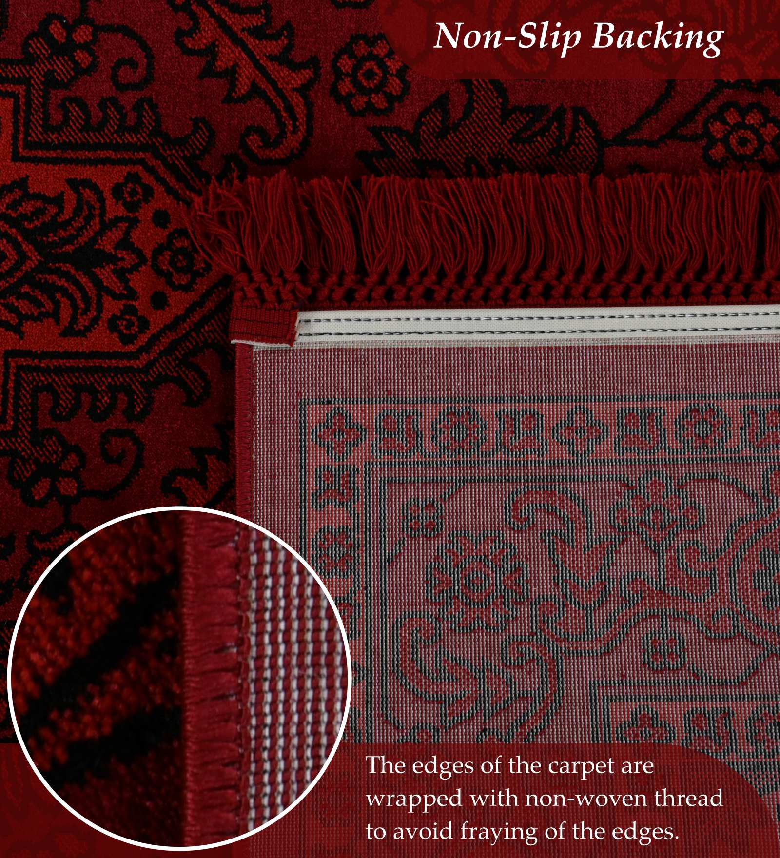 Afghan Classical Machine Made Carpet Black and Red