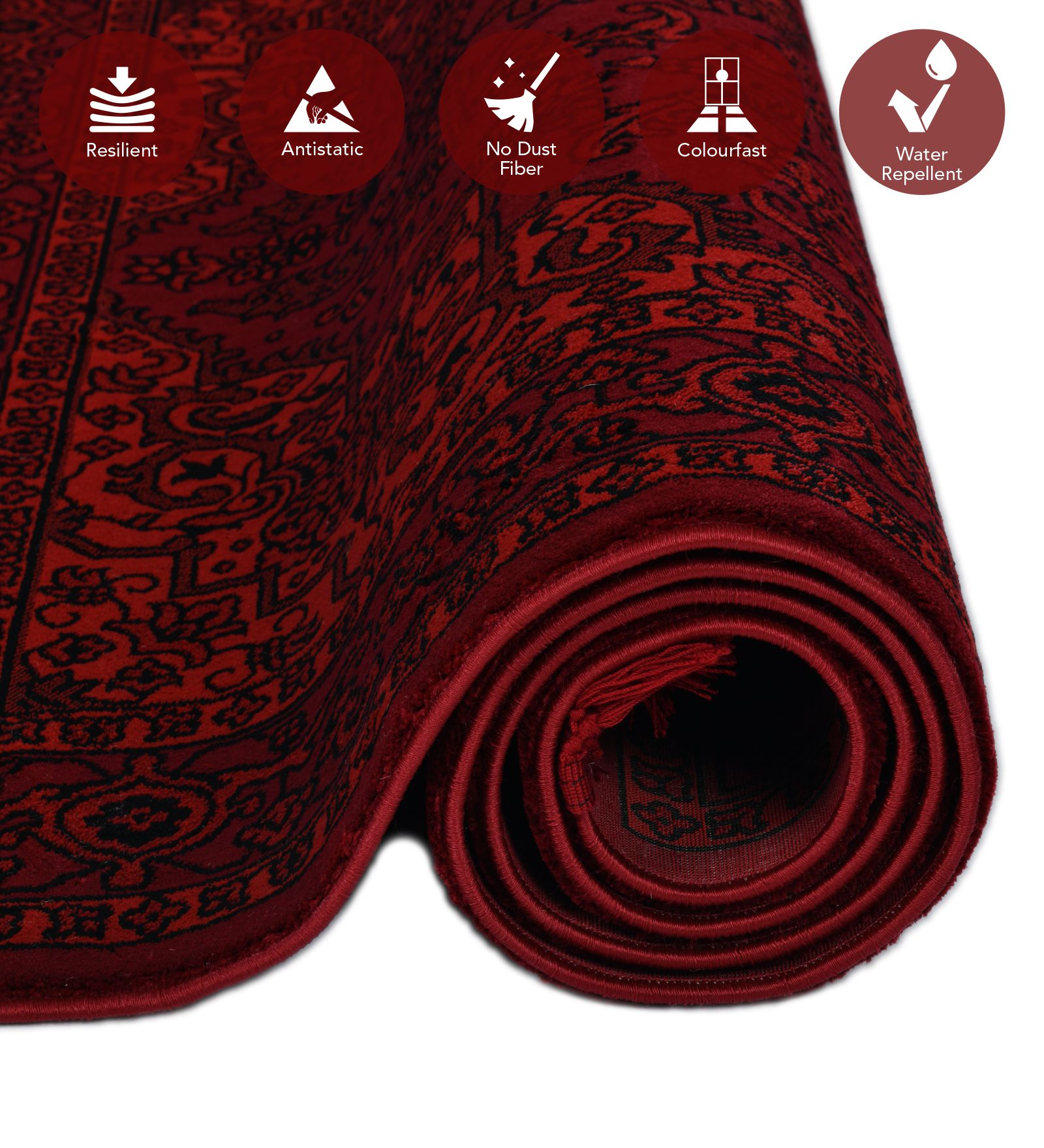 Afghan Classical Machine Made Carpet Black and Red