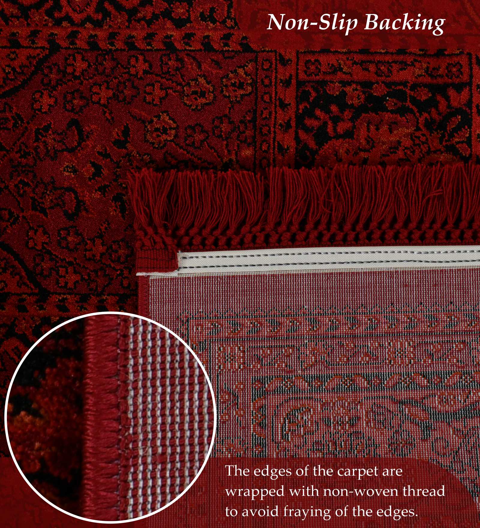 Afghan Classical Machine Made Carpet Red Black
