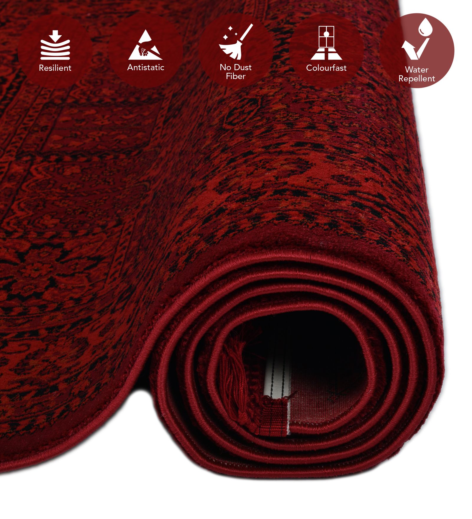 Afghan Classical Machine Made Carpet Red Black