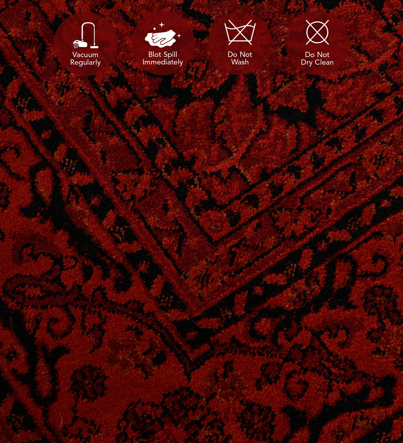 Afghan Classical Machine Made Carpet Red Black