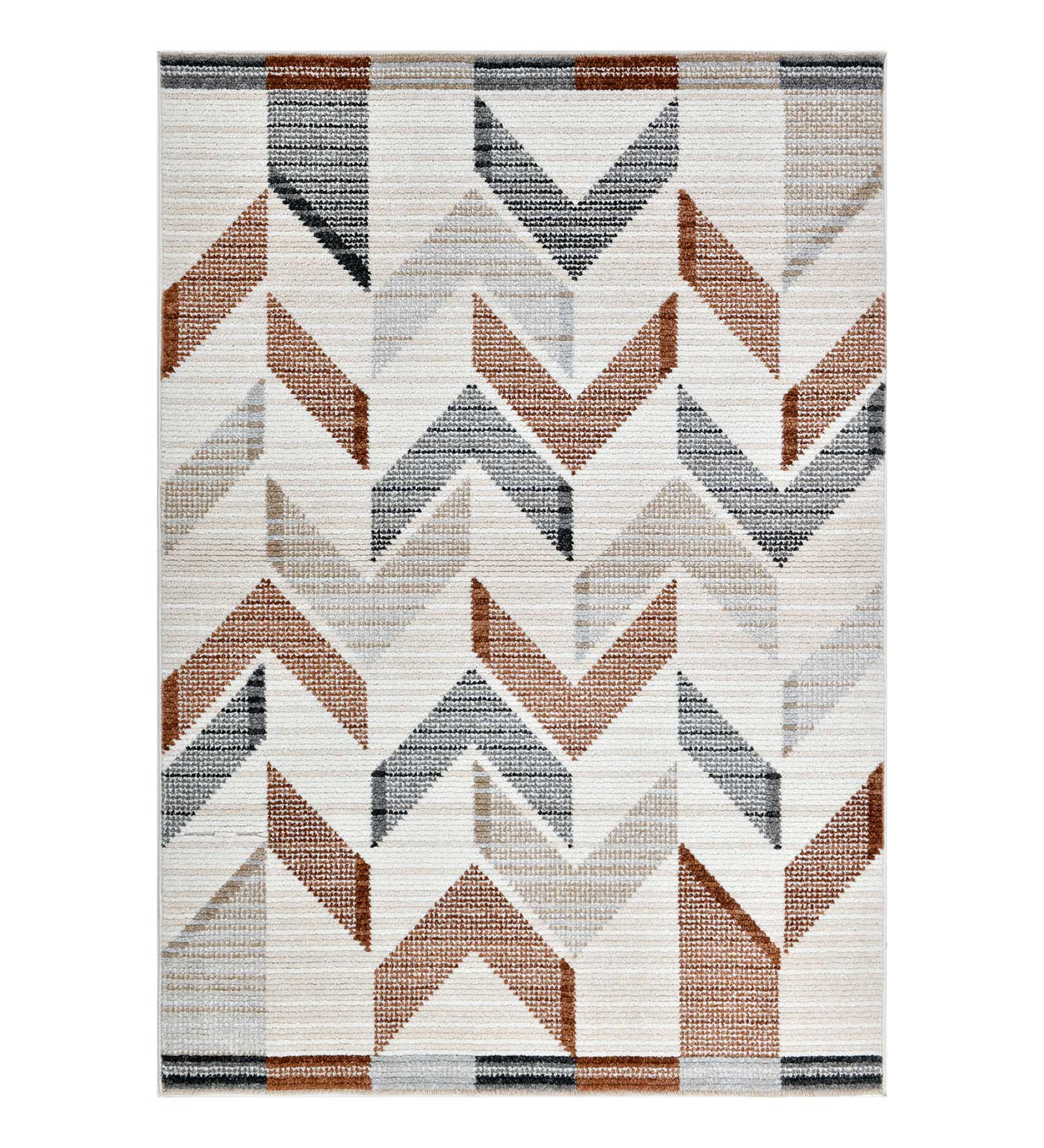 Nepal Abstract Machine Made Carpet Cream and Brown