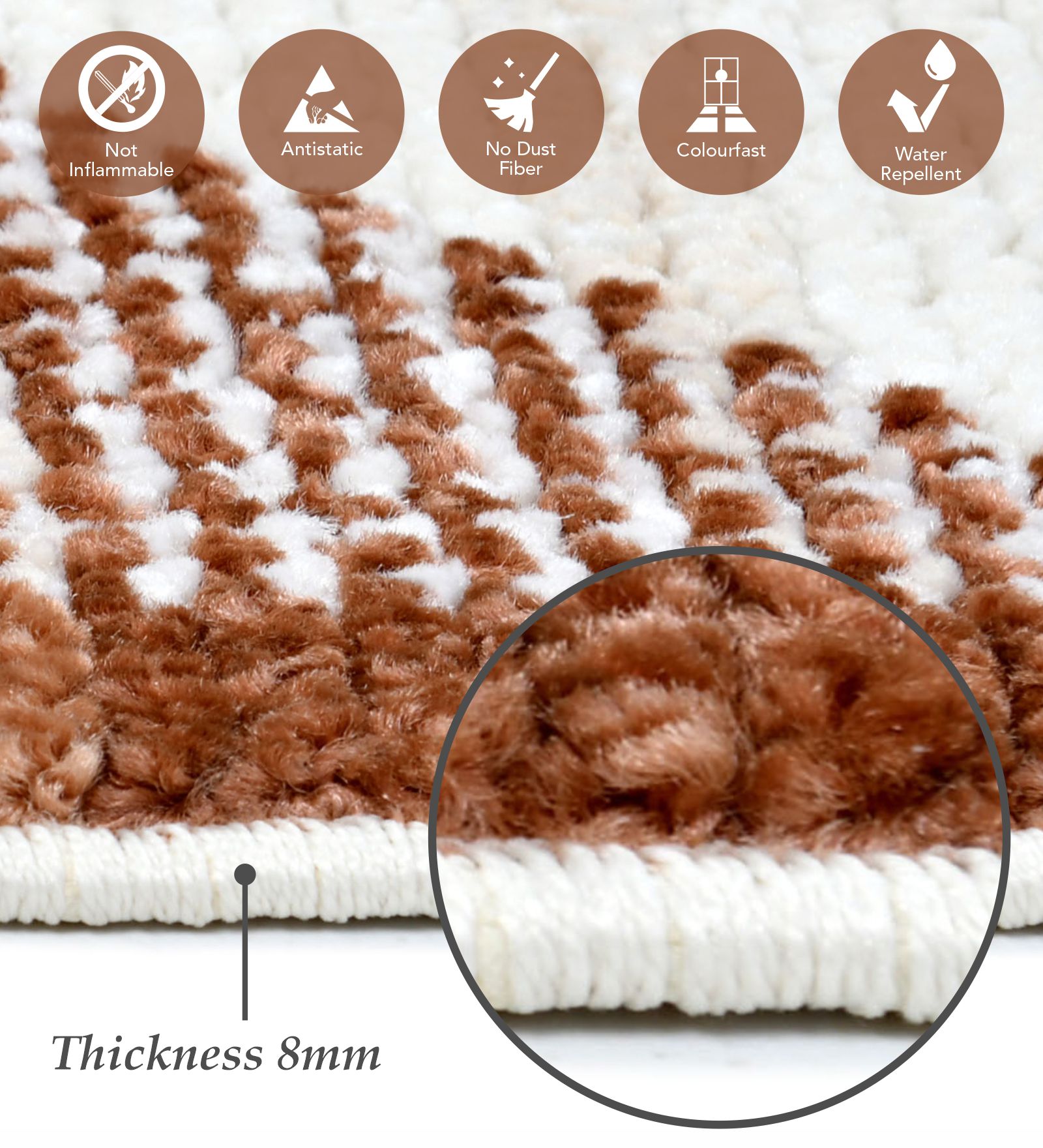 Nepal Abstract Machine Made Carpet Cream and Brown