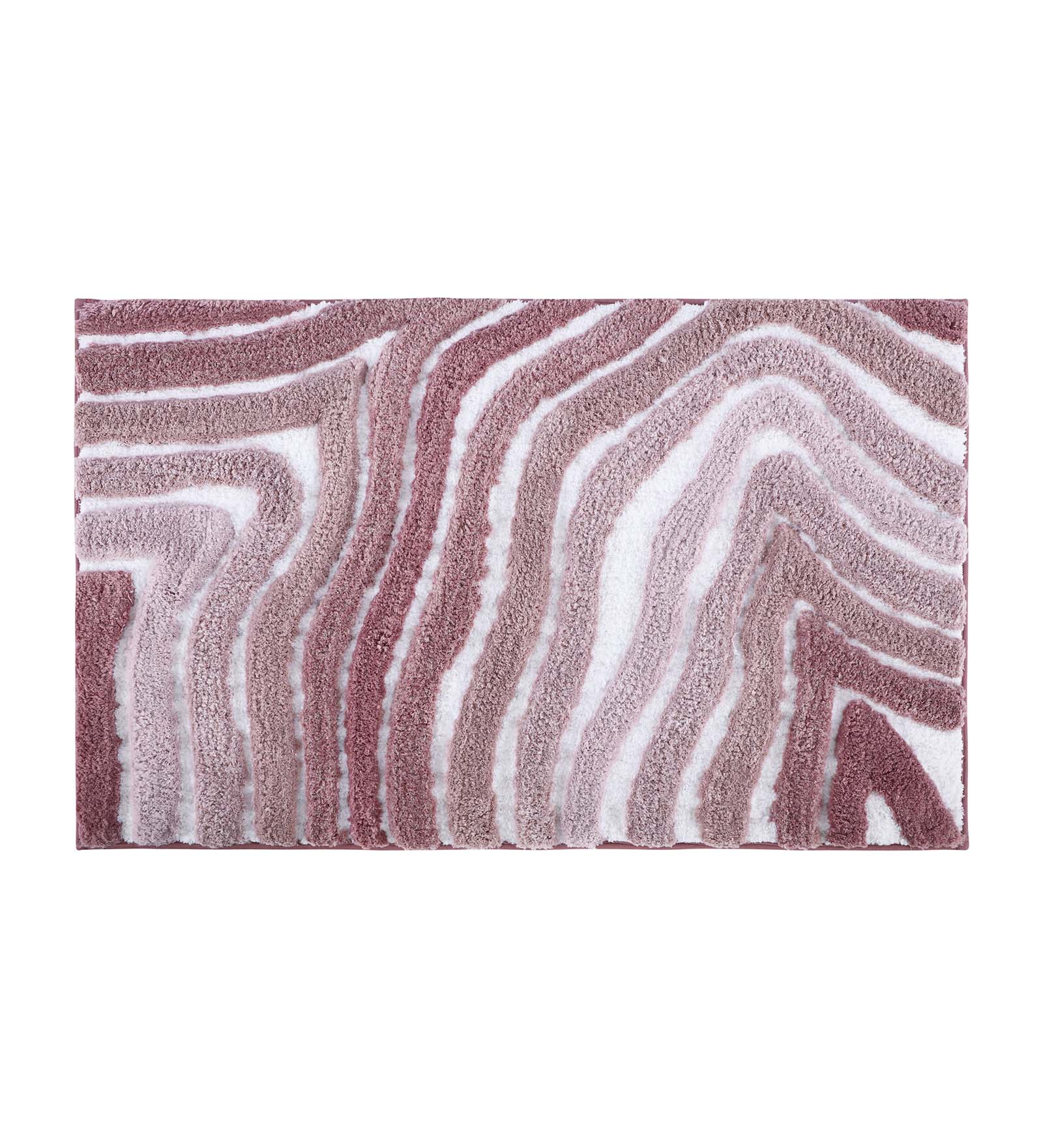 Hermosa Quick Dry Anti Skid Bath Mat Mouve and White