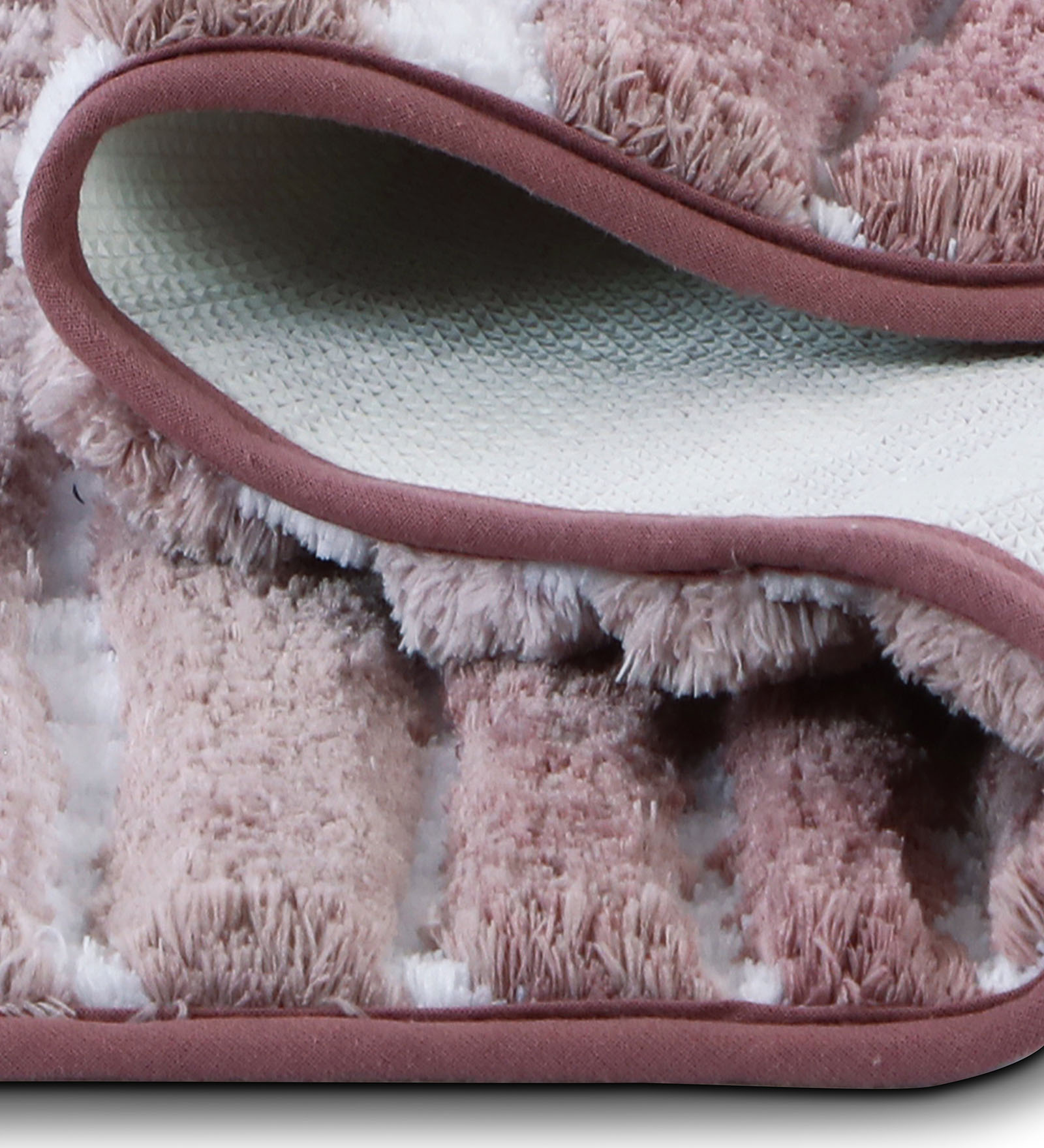 Hermosa Quick Dry Anti Skid Bath Mat Mouve and White