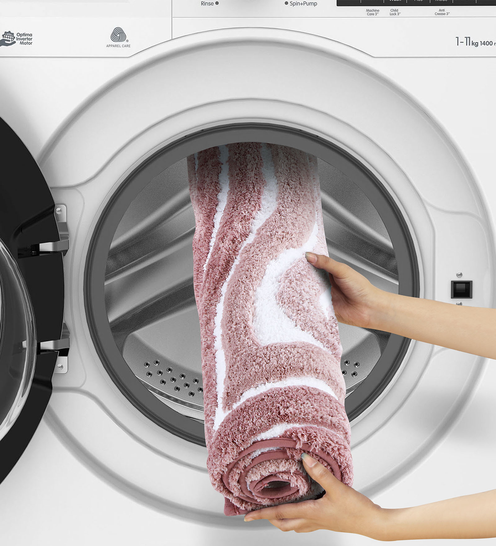 Hermosa Quick Dry Anti Skid Bath Mat Mouve and White