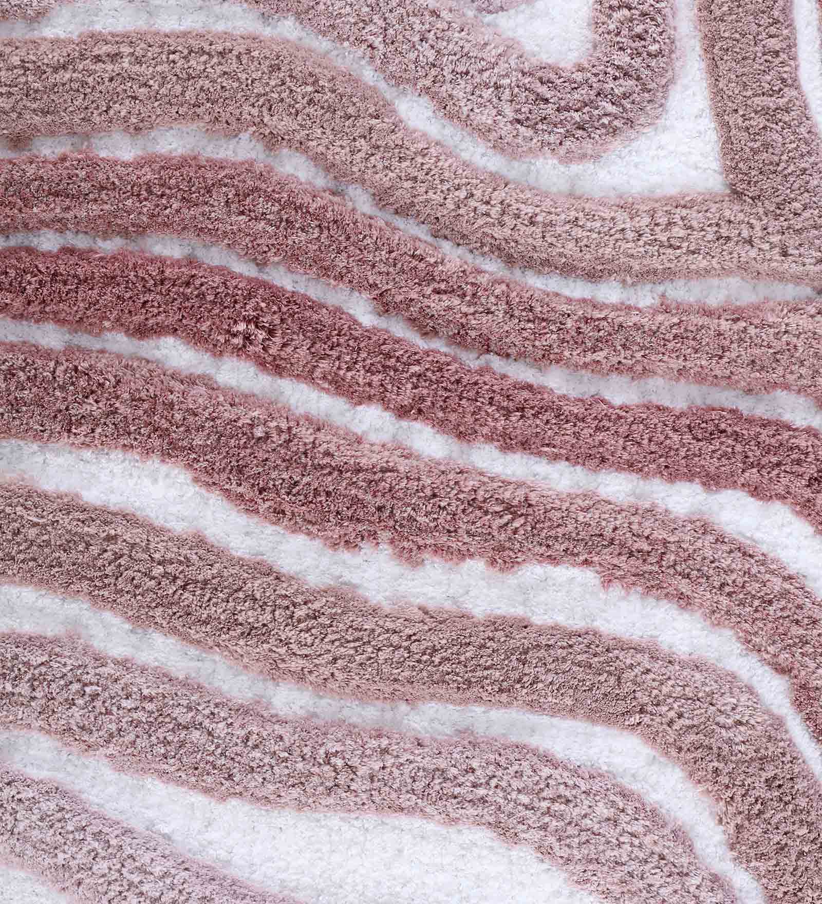 Hermosa Quick Dry Anti Skid Bath Mat Mouve and White