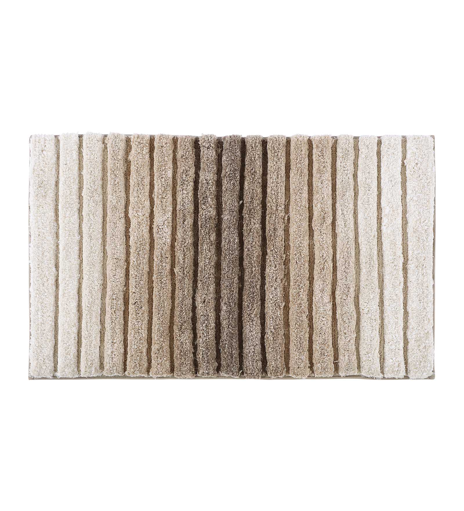 Hermosa Quick Dry Anti Skid Bath Mat Beige White