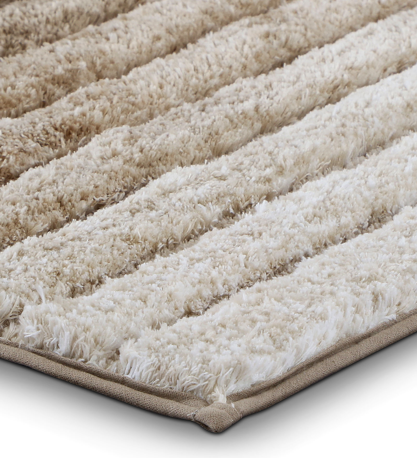 Hermosa Quick Dry Anti Skid Bath Mat Beige White