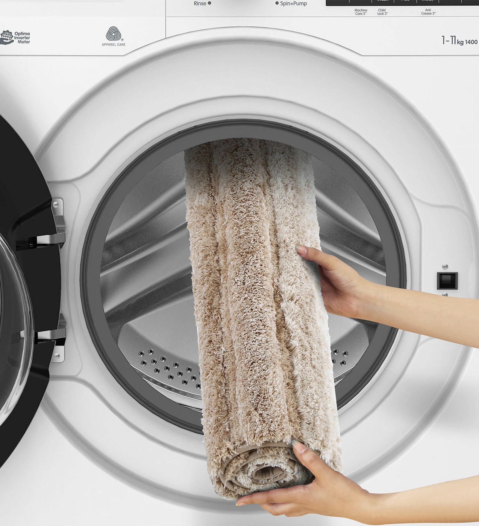 Hermosa Quick Dry Anti Skid Bath Mat Beige White