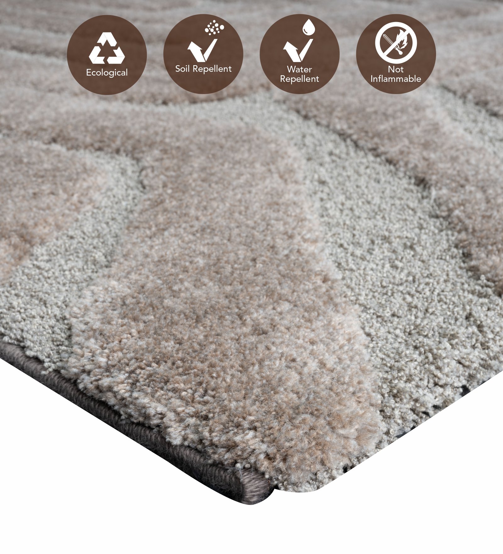 Limba Abstract Machine Made Carpet Brown