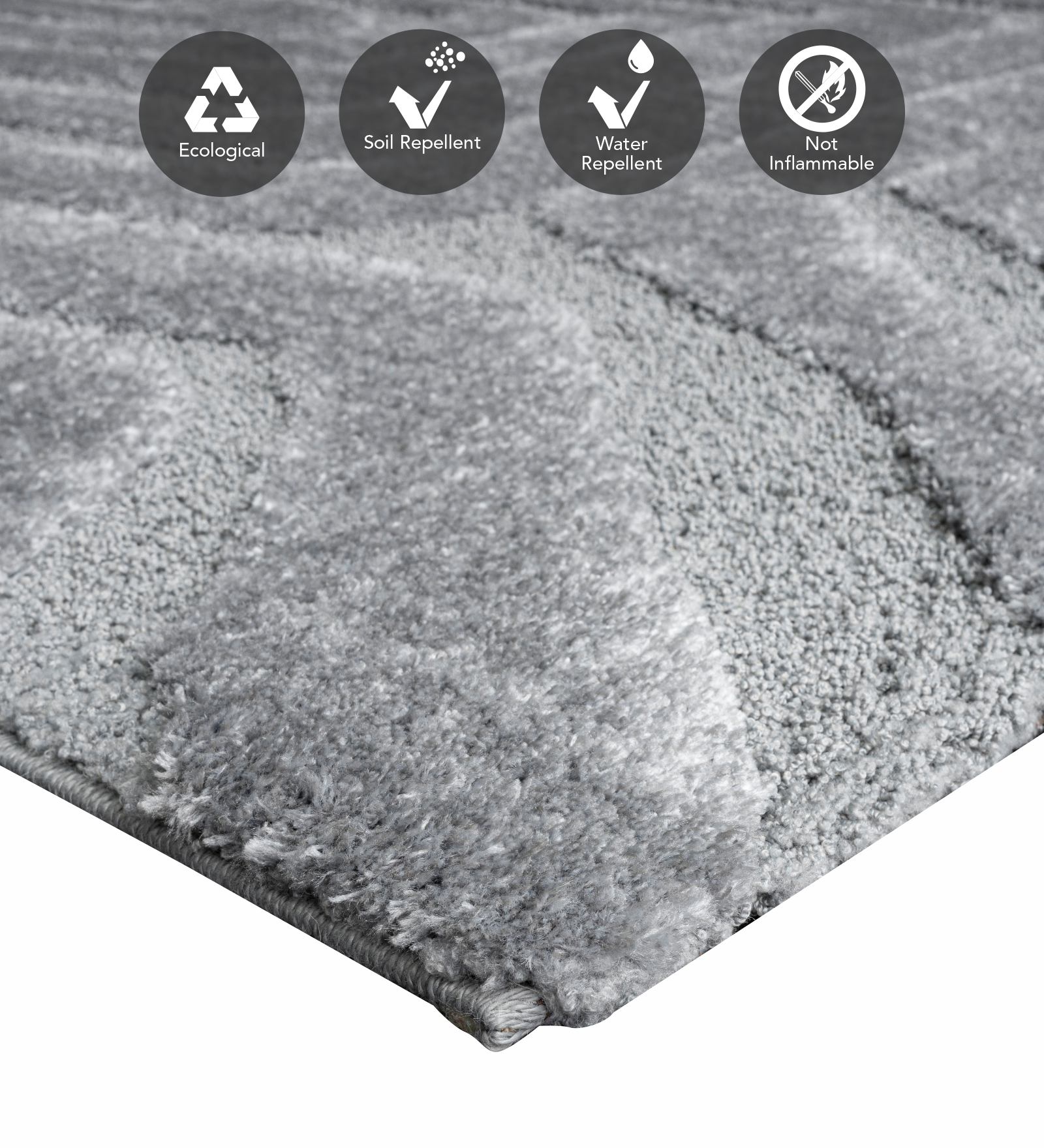 Limba Abstract Machine Made Carpet Grey