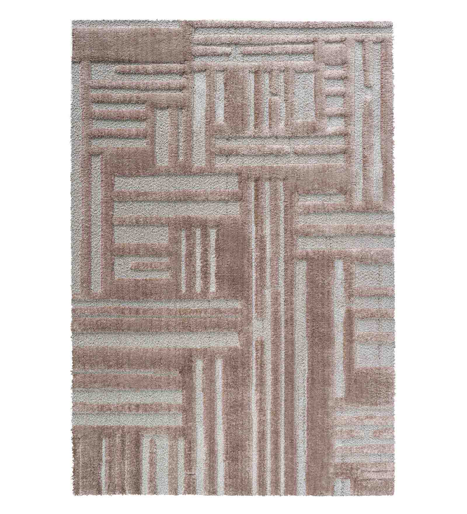 Limba Abstract Machine Made Carpet L.Brown and Grey