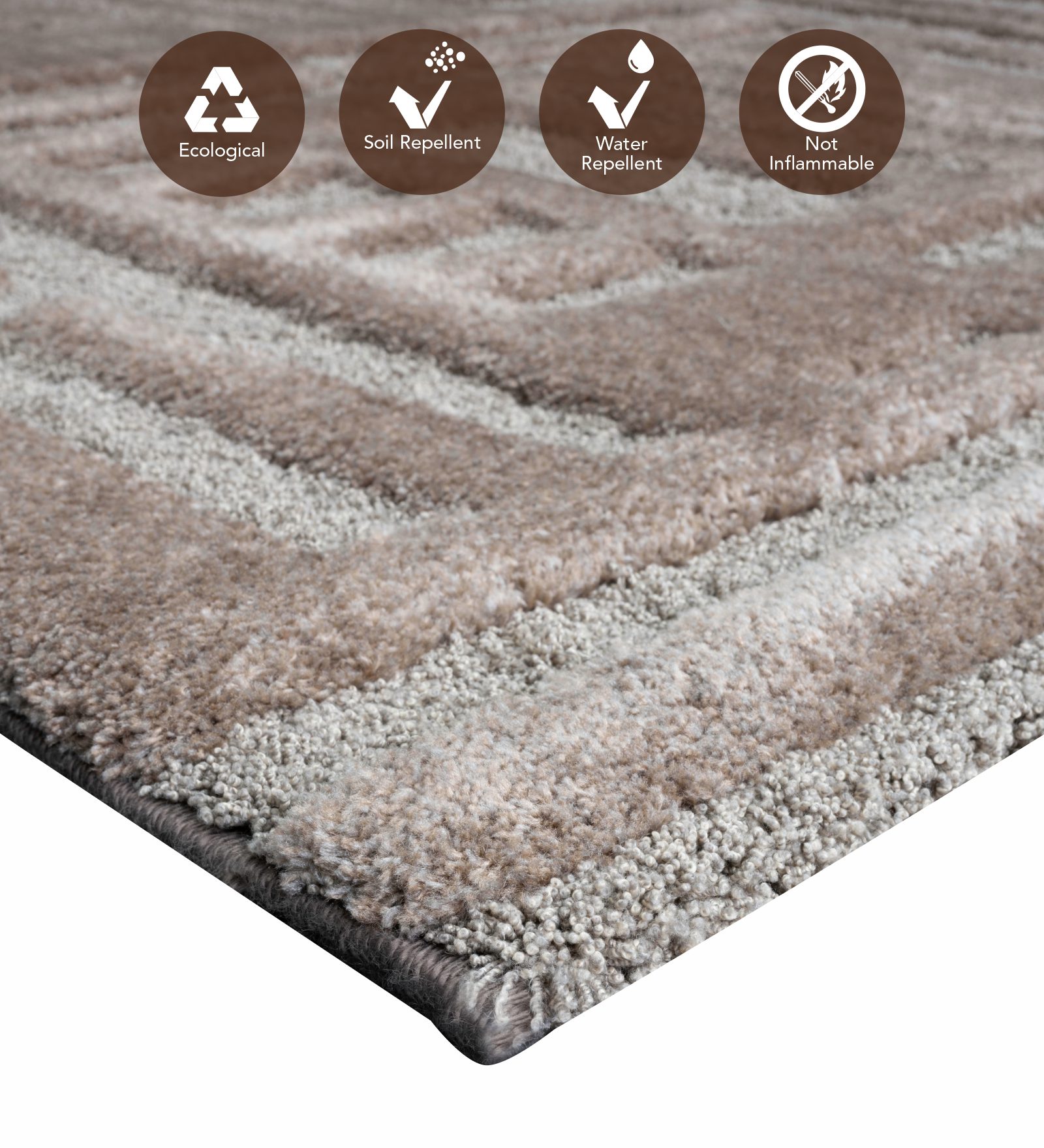 Limba Abstract Machine Made Carpet L.Brown and Grey