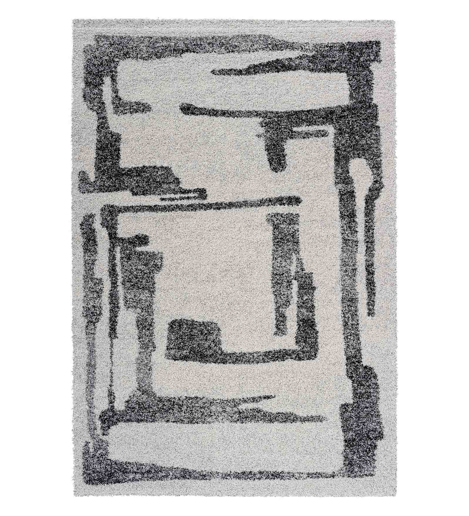 Mehari Polypropylene Shaggy Carpet Cream and Charcoal