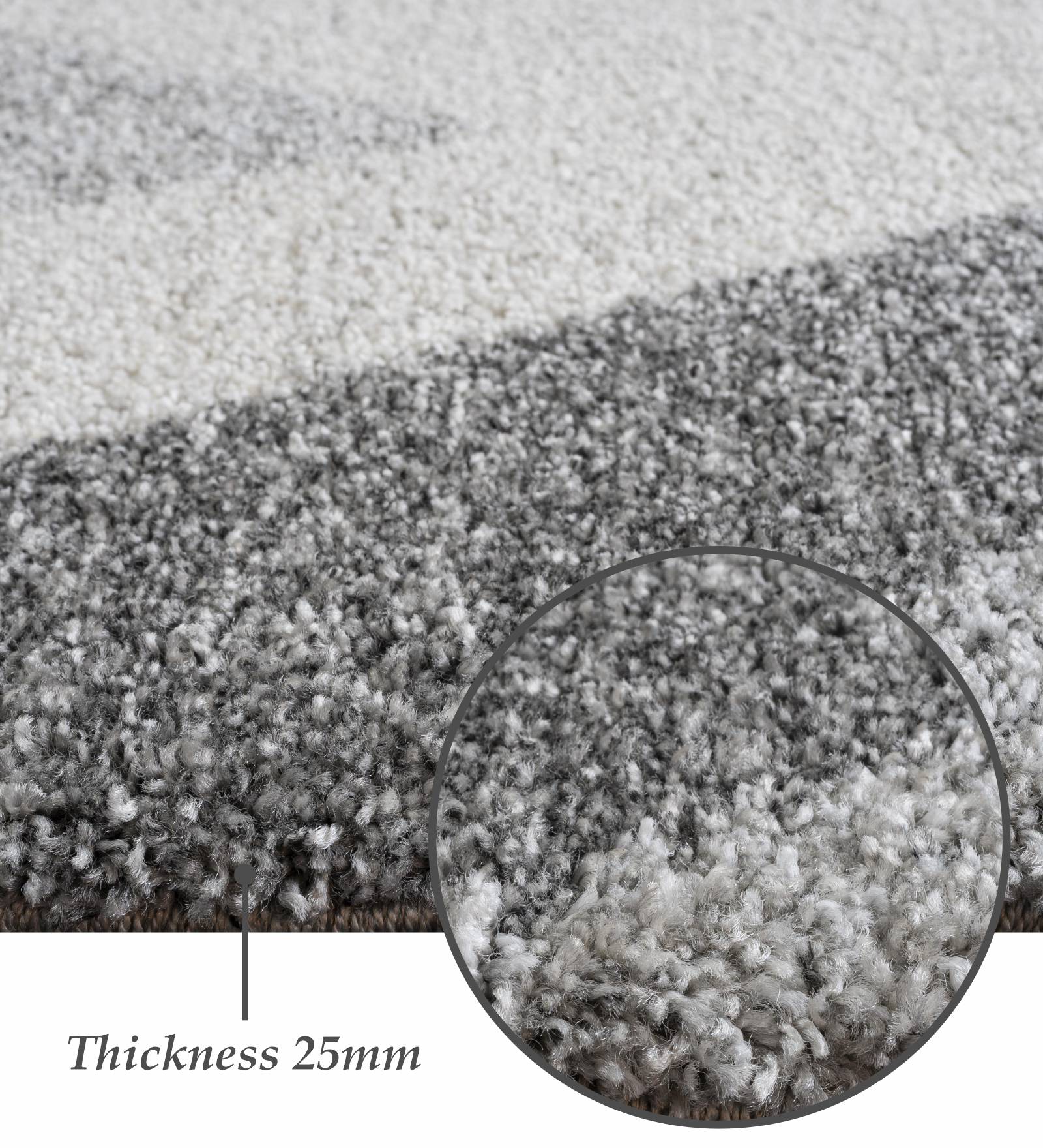 Mehari Polypropylene Shaggy Carpet Grey