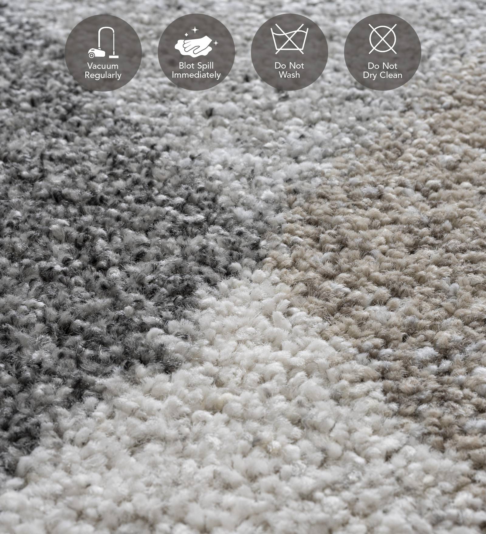 Mehari Polypropylene Shaggy Carpet Grey