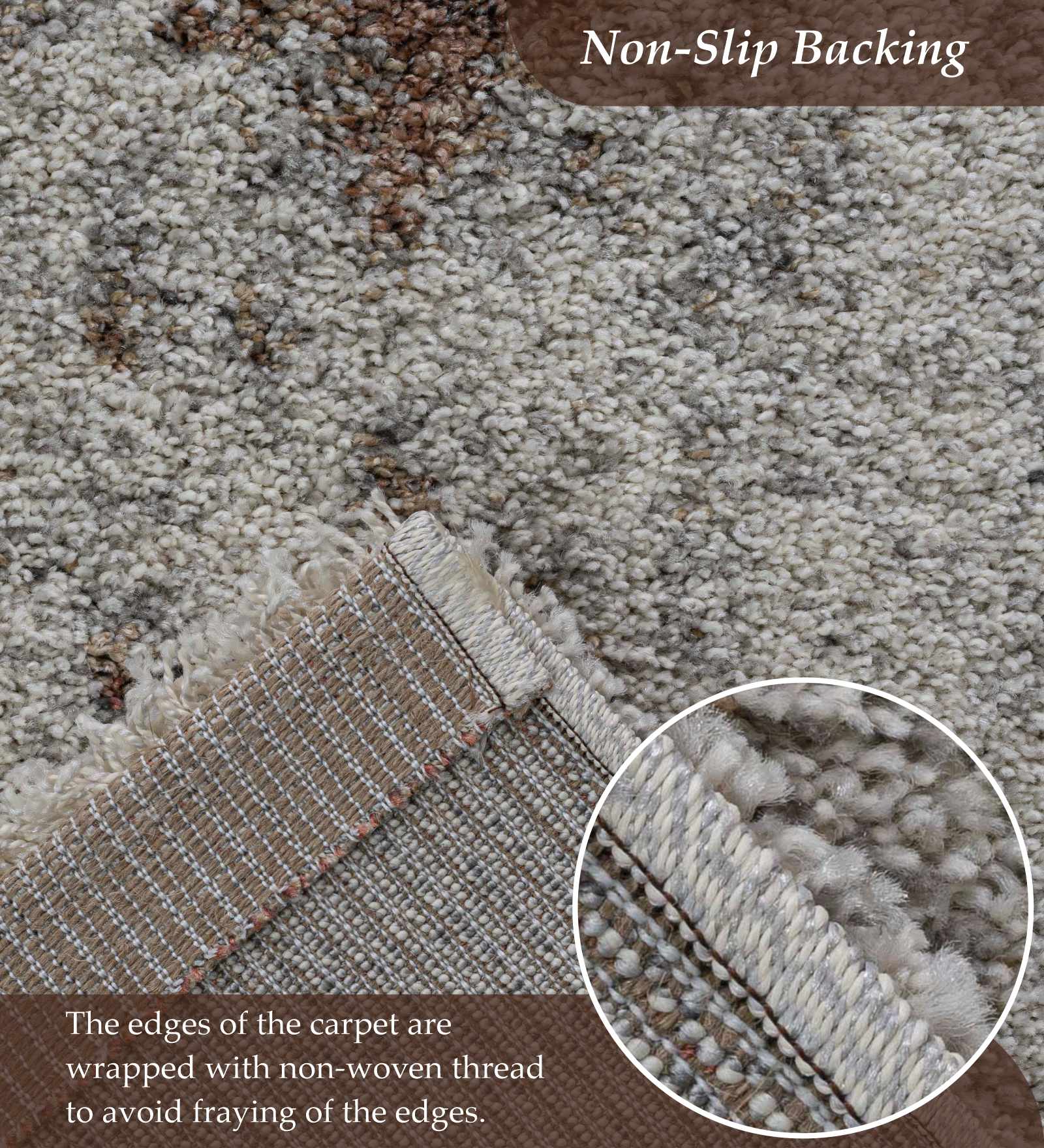 Mehari Polypropylene Shaggy Carpet Rust and Grey