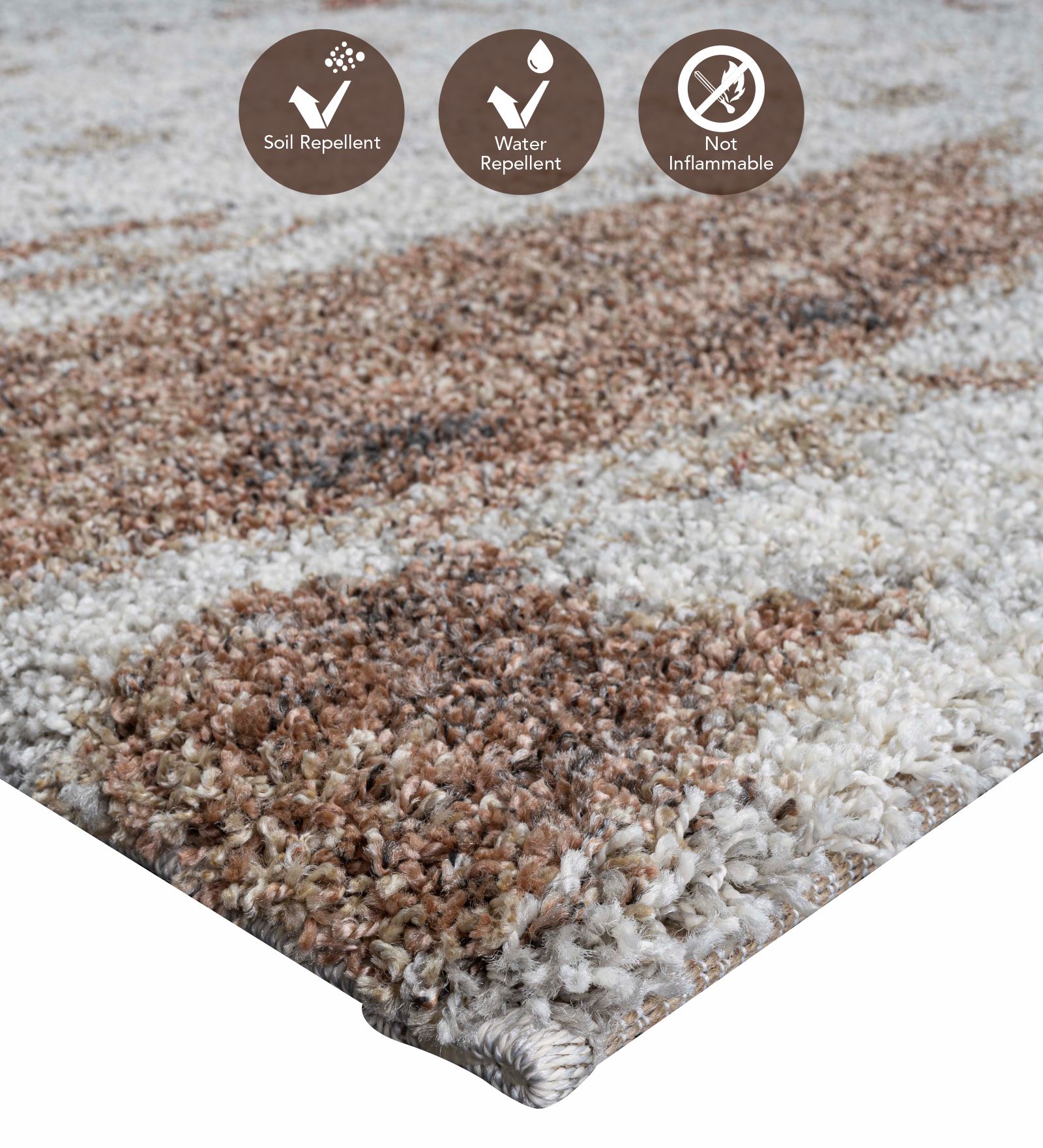 Mehari Polypropylene Shaggy Carpet Rust and Grey