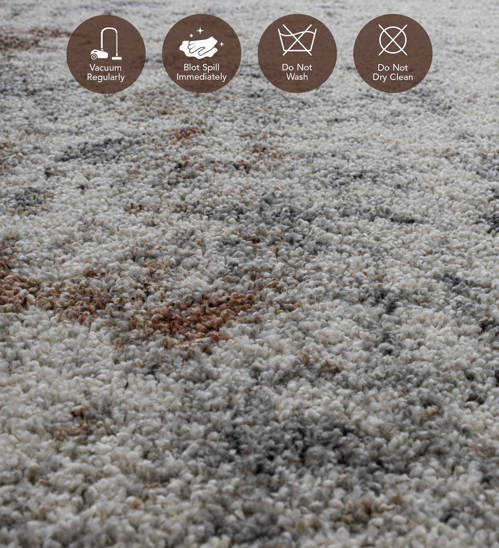 Mehari Polypropylene Shaggy Carpet Rust and Grey