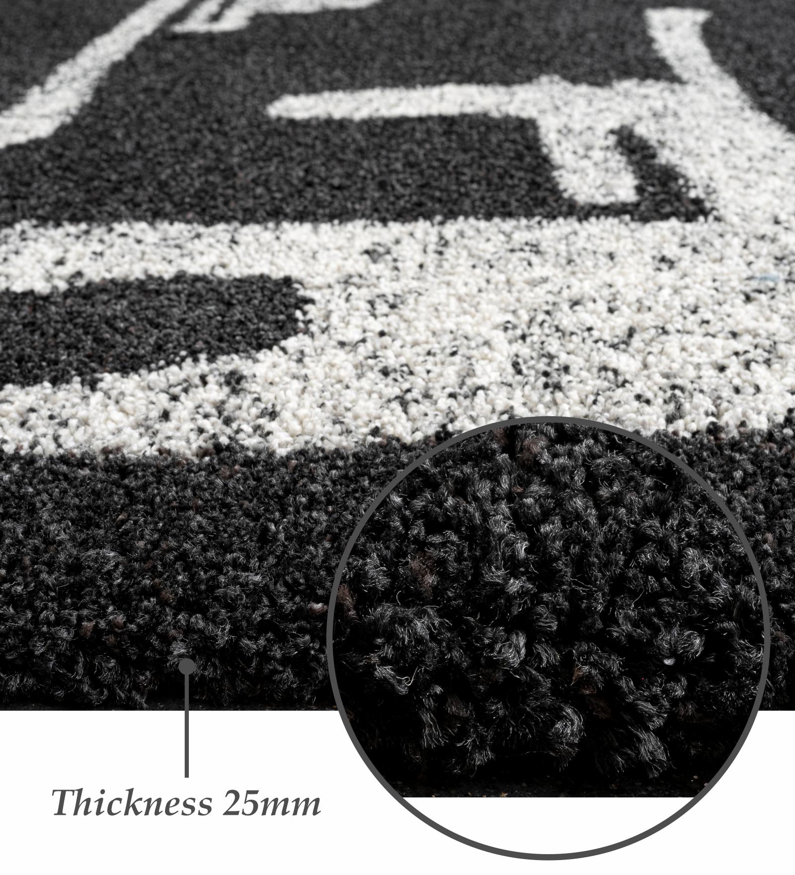 Mehari Polypropylene Shaggy Carpet Charcoal