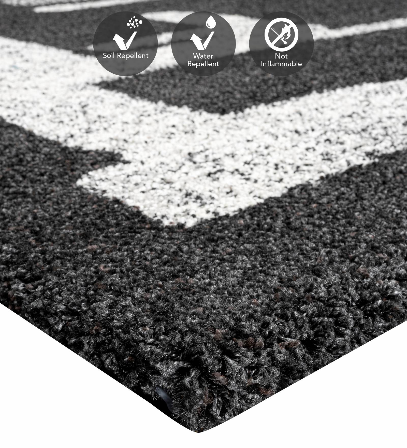 Mehari Polypropylene Shaggy Carpet Charcoal