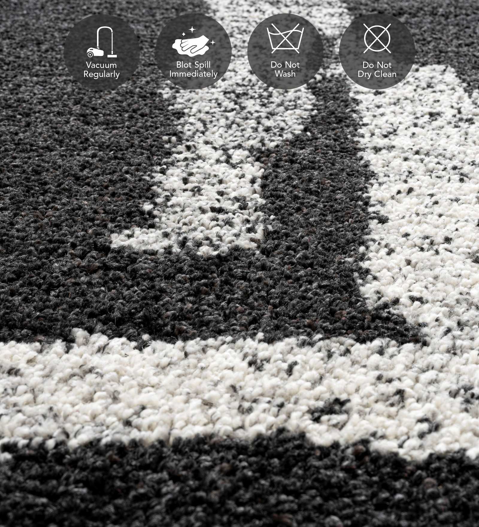 Mehari Polypropylene Shaggy Carpet Charcoal