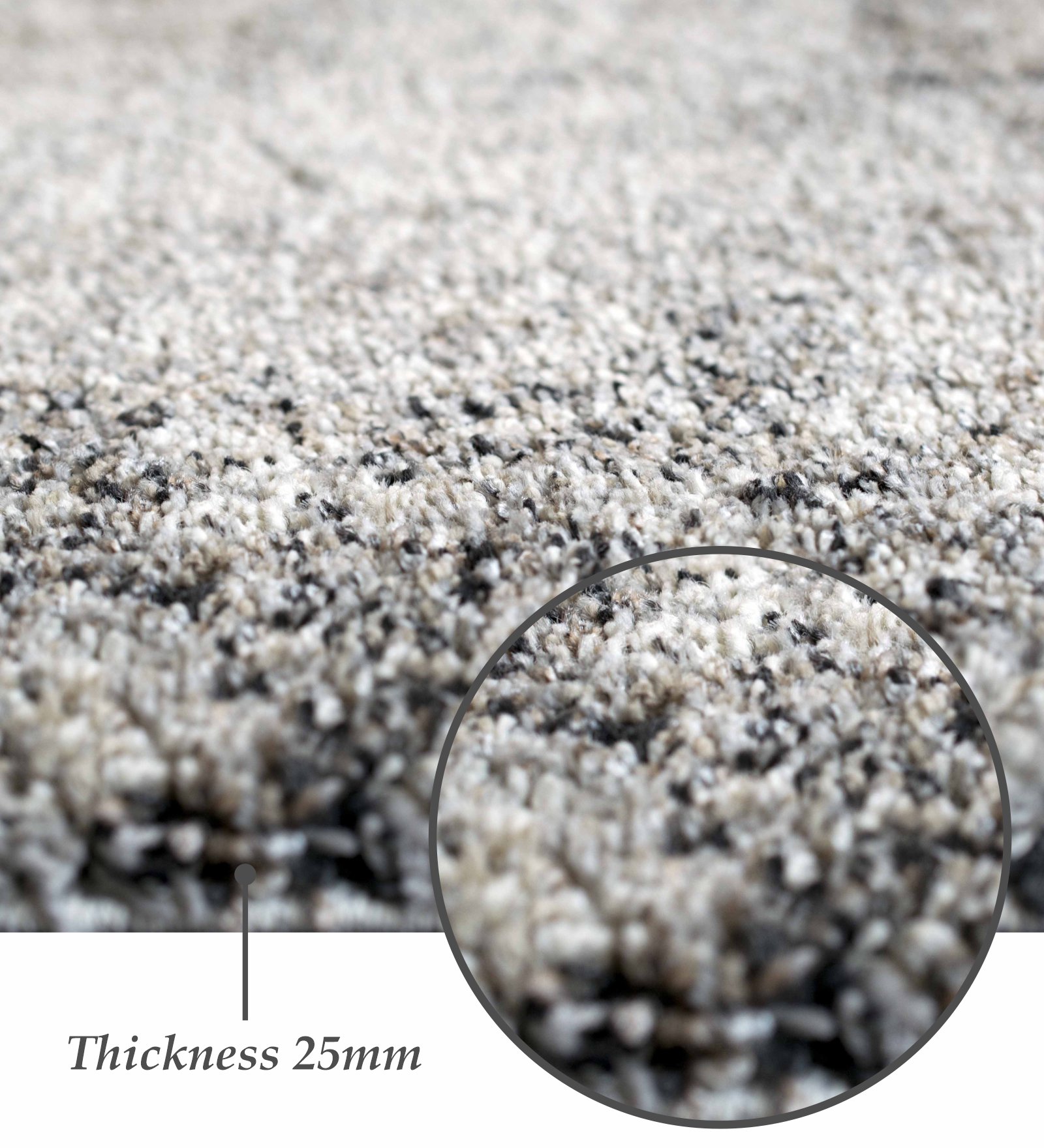 Mehari Polypropylene Shaggy Carpet Cream Grey