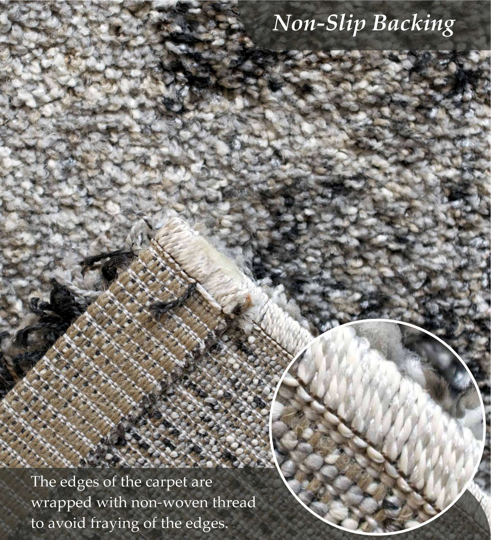 Mehari Polypropylene Shaggy Carpet Cream Grey