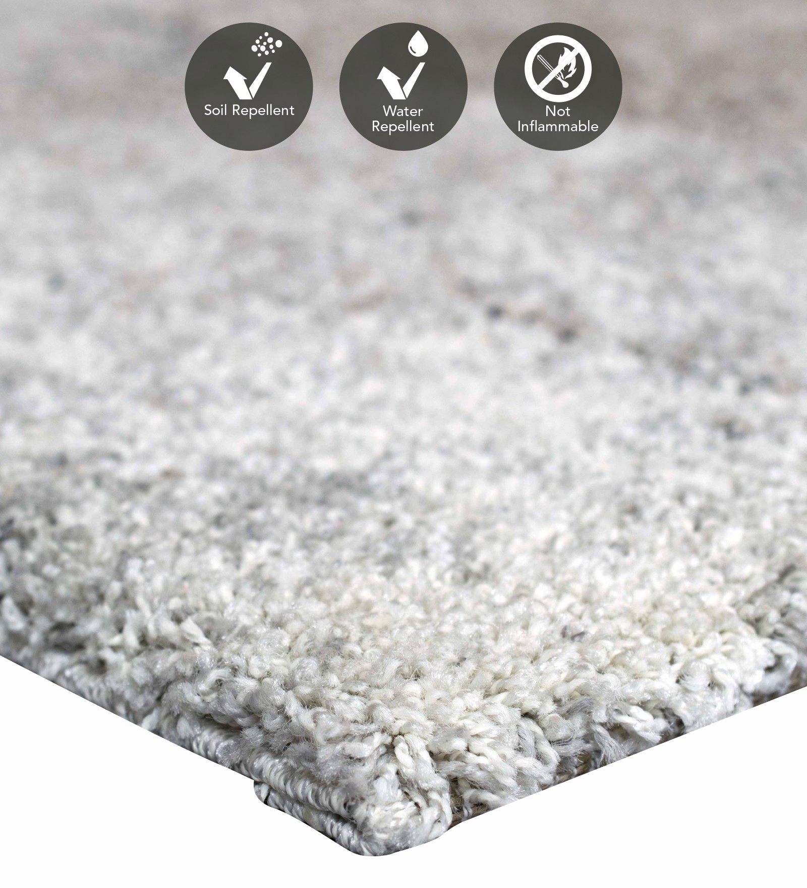 Mehari Polypropylene Shaggy Carpet Cream Grey