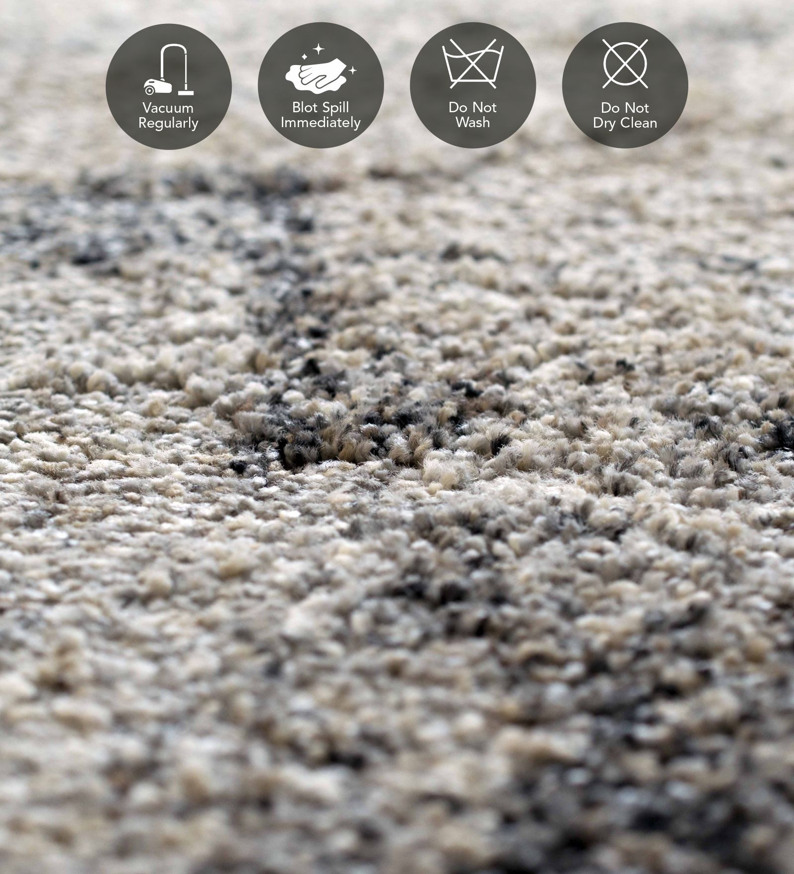 Mehari Polypropylene Shaggy Carpet Cream Grey