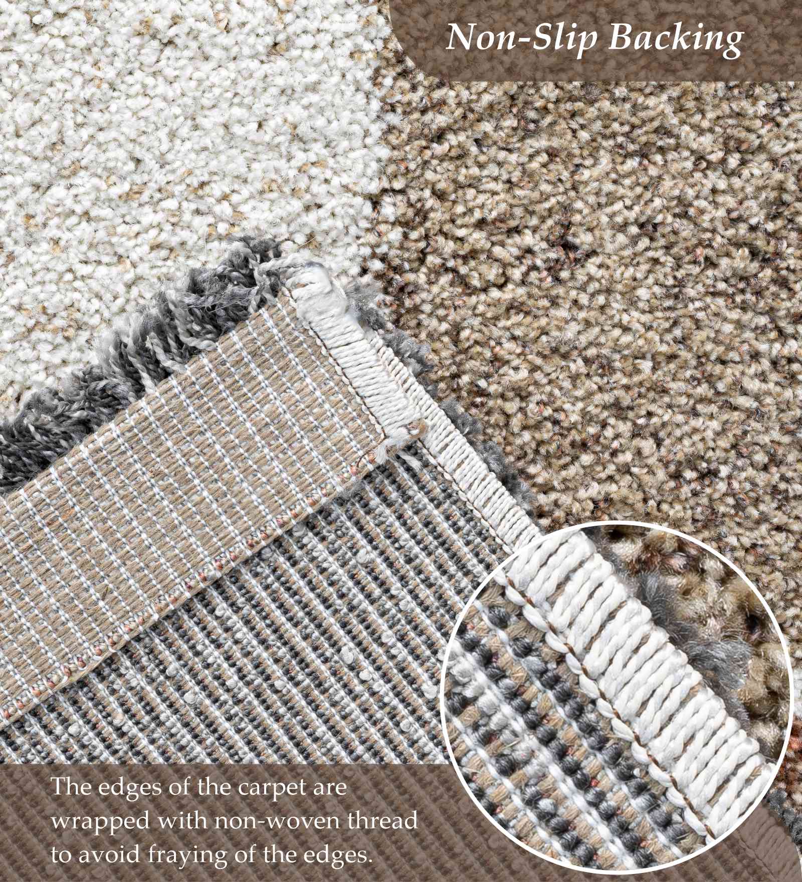 Mehari Polypropylene Shaggy Carpet Grey and Brown