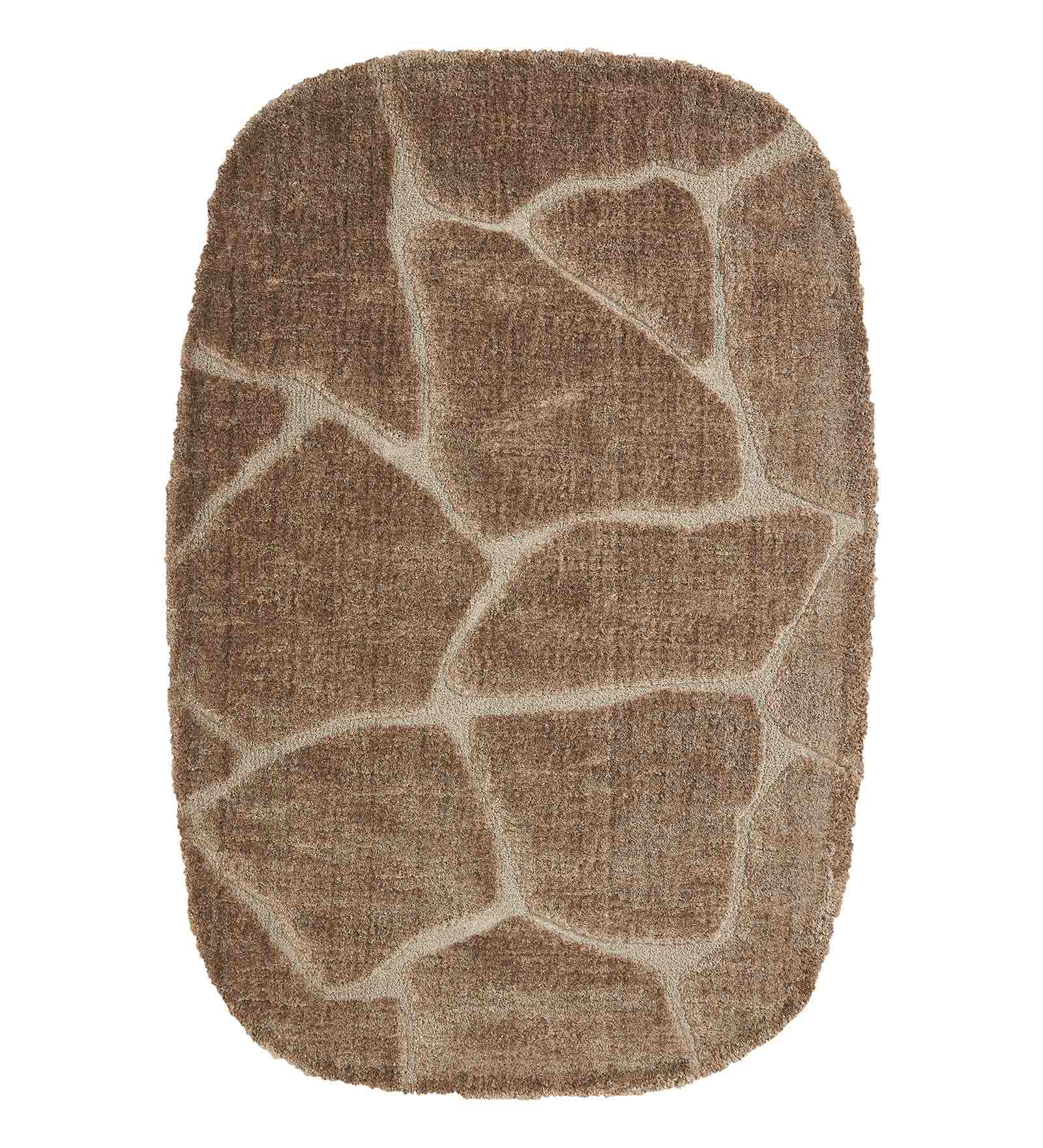 Masai Abstract Shaped Carpet Brown and Cream