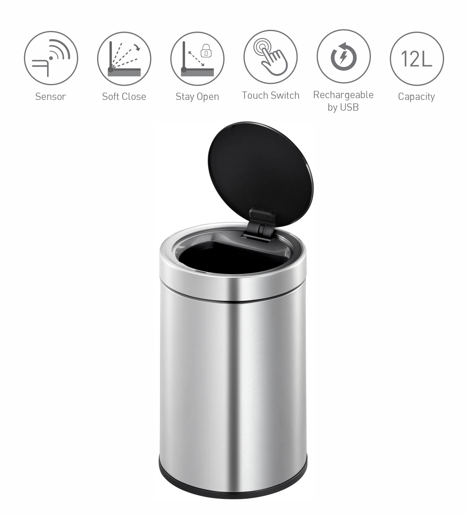 Eko 9286R DOCOMO Smart Sensor Bin Metallic