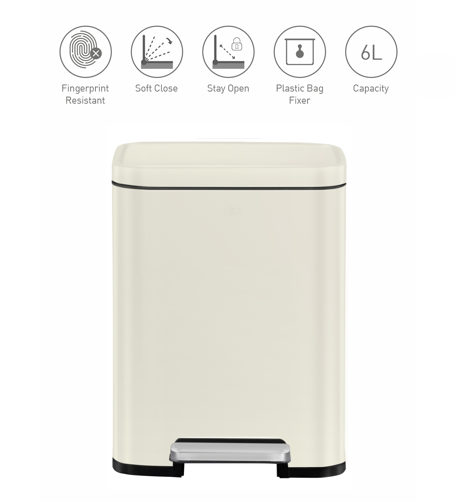 Eko 9361 Madison Fingerprint resistant Step Bin White