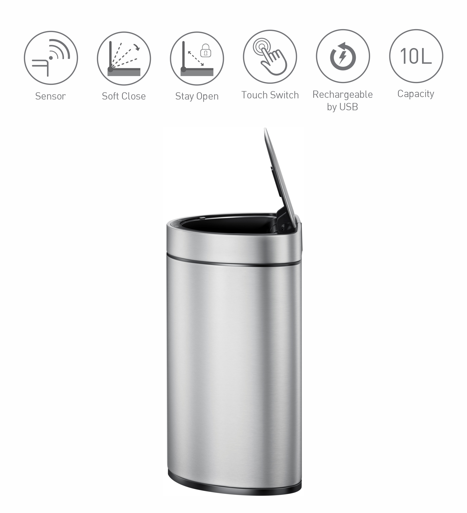Eko 9331R Mirage Semi Round Fingerprint Resistant Sensor Bin Metallic