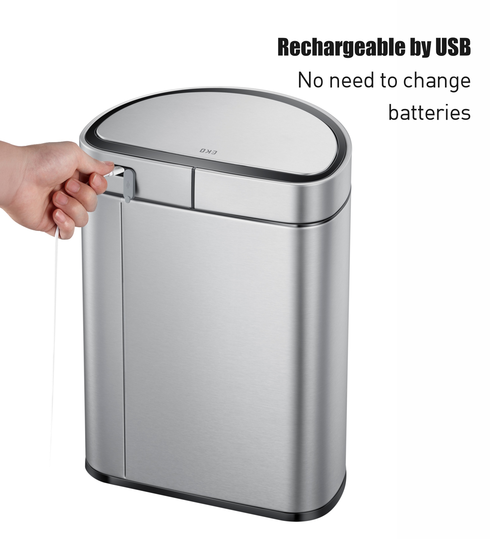 Eko 9331R Mirage Semi Round Fingerprint Resistant Sensor Bin Metallic