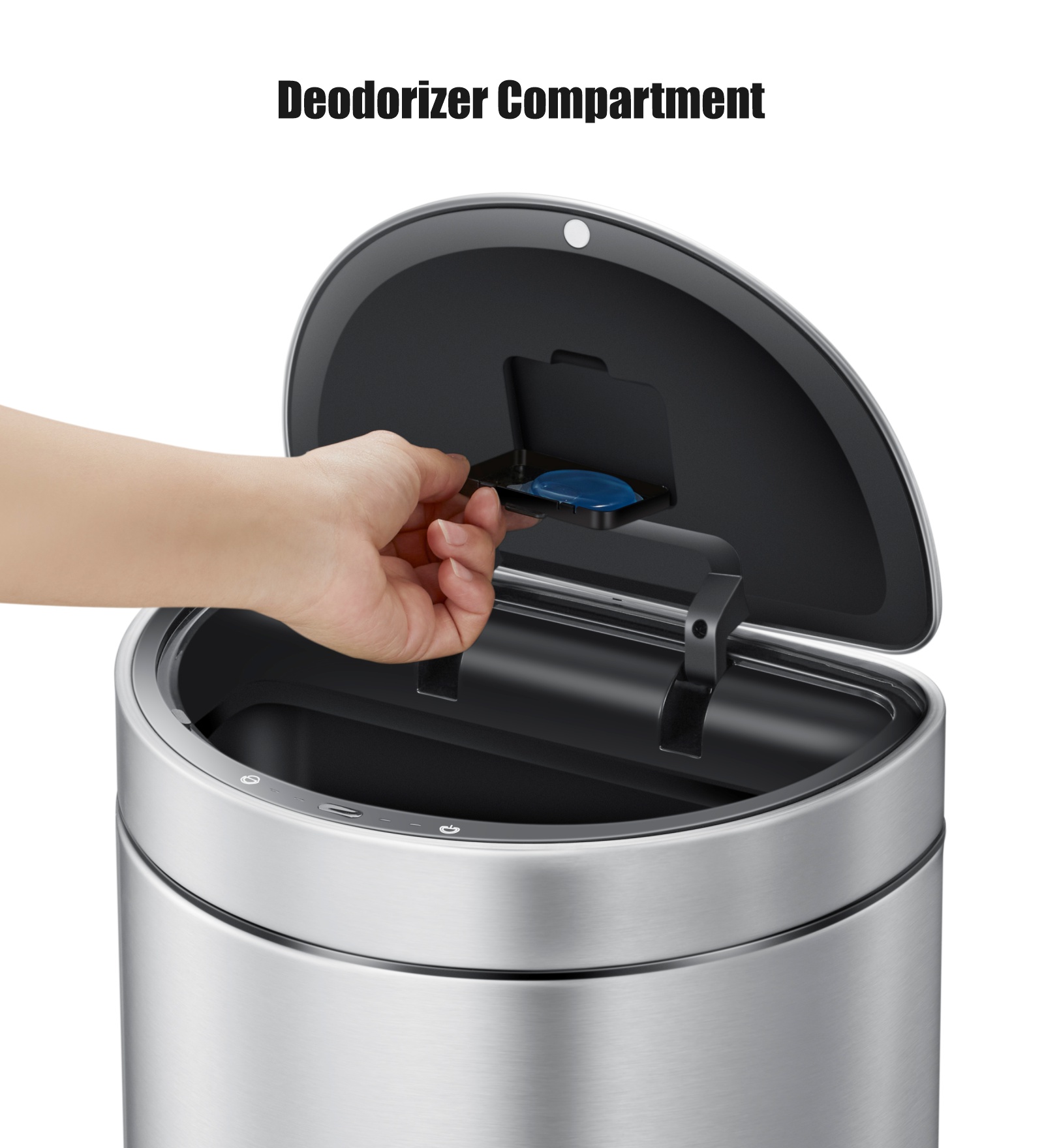 Eko 9331R Mirage Semi Round Fingerprint Resistant Sensor Bin Metallic