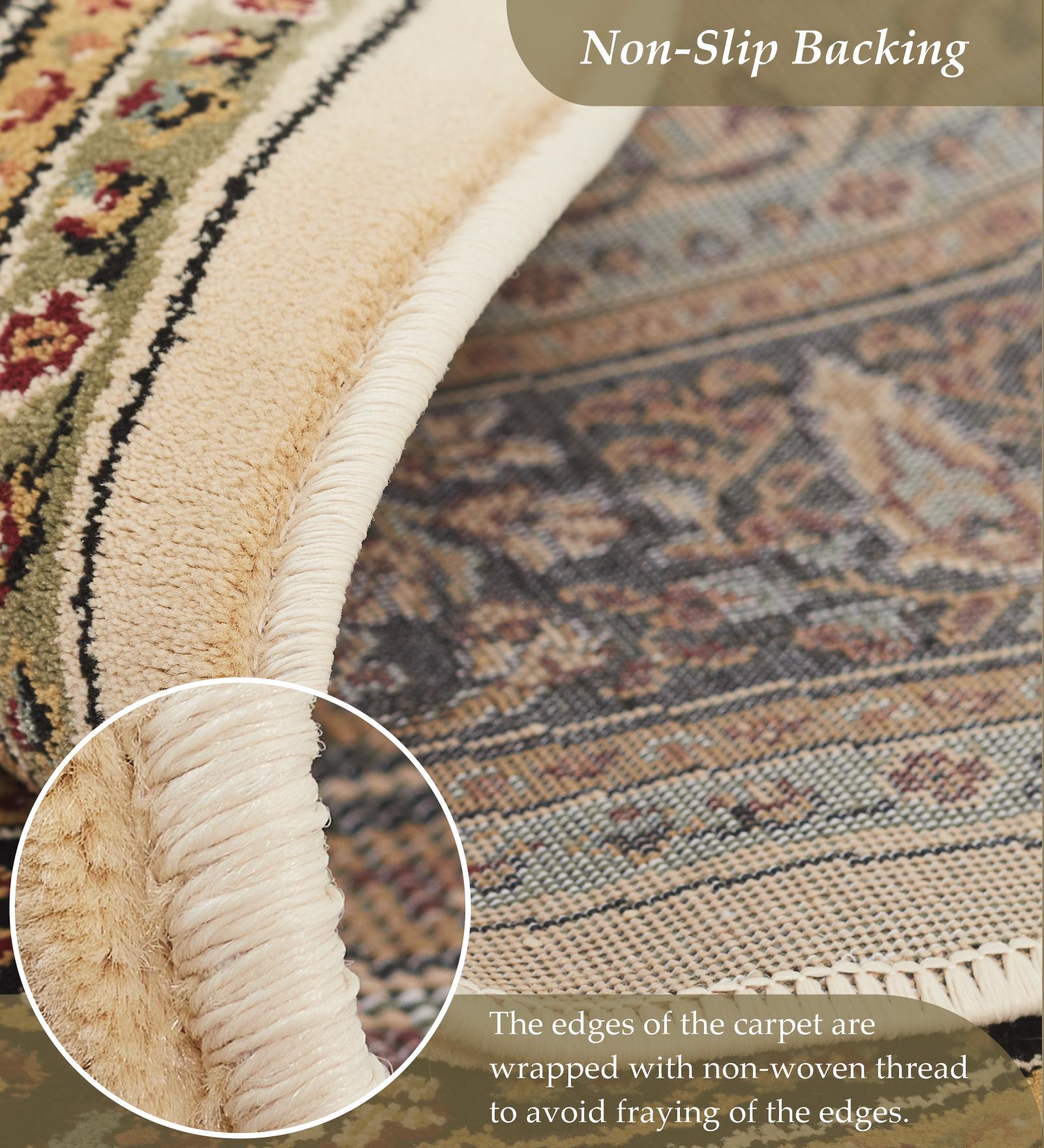 Esfahan Classical Machine Made Carpet Beige and Black