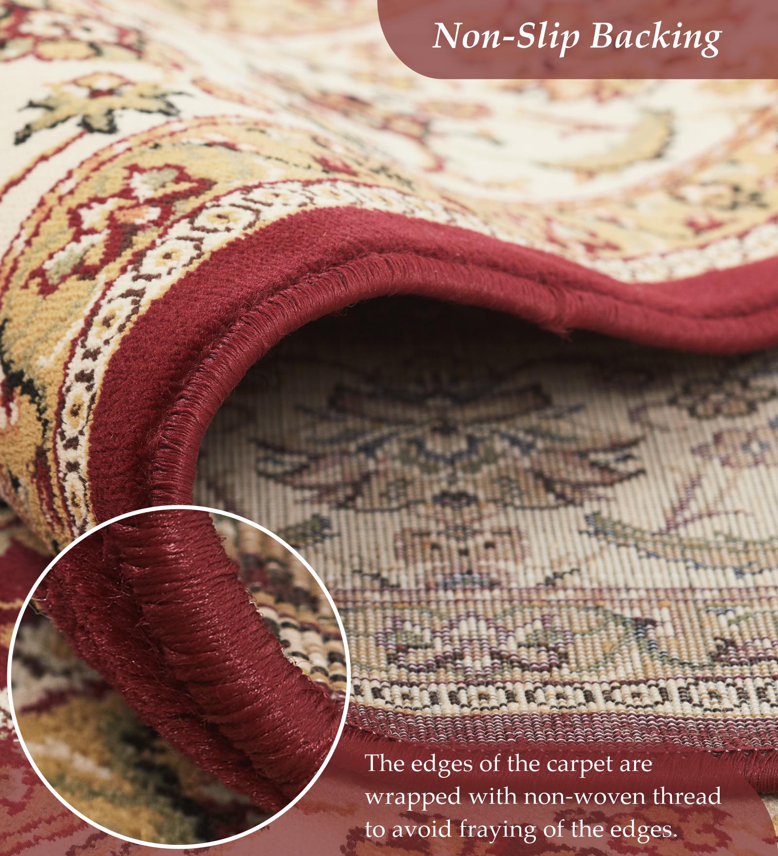 Esfahan Classical Machine Made Carpet Beige and Maroon