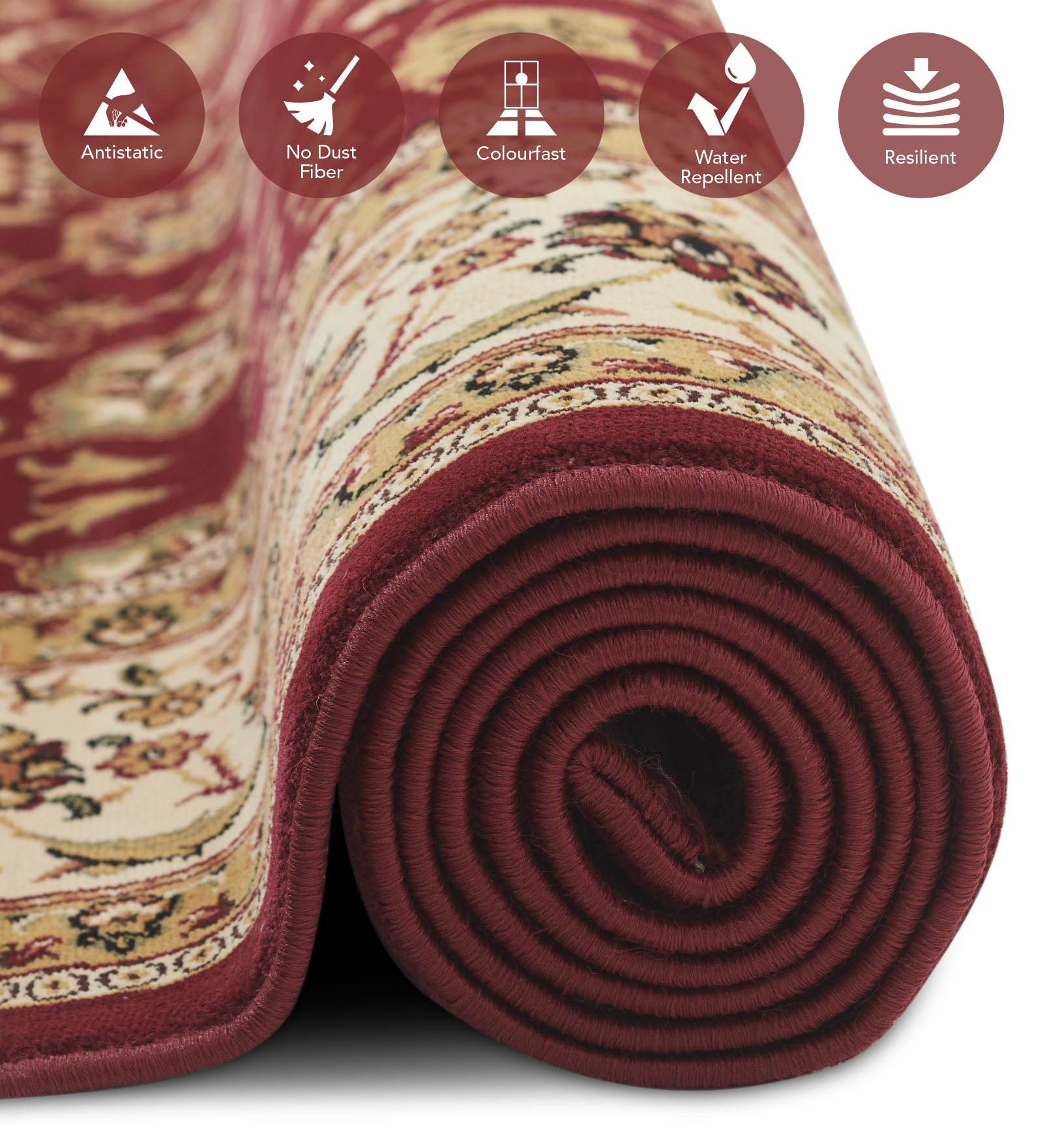 Esfahan Classical Machine Made Carpet Beige and Maroon