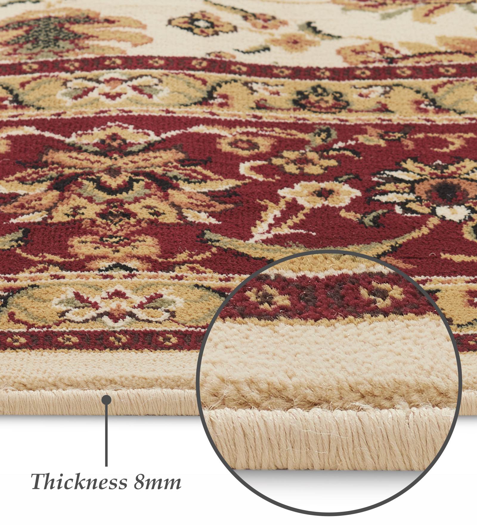 Esfahan Classical Machine Made Carpet Beige Red